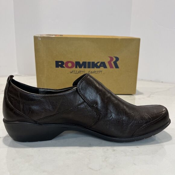 Romika NEW Shoes Citylight Brown Leather Slip On Comfort Casual Loafers EU43 12 - Picture 6 of 15